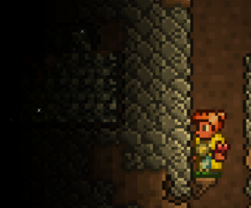 Underground scene with sparkling ore veins highlighted by the Shiny buff particles