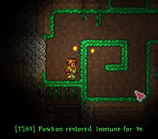 Player logging back in, with spawn immunity visible